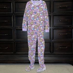 Jumping Bean Footed pajamas. Size 8. Lavender with monkeys.